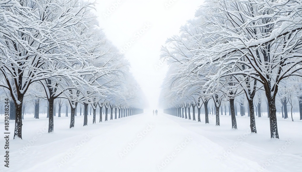 Obraz premium Snowy path through winter forest