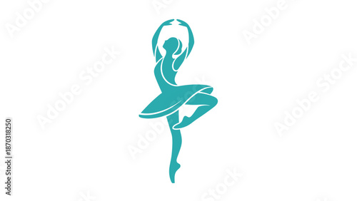 Elegant Teal Silhouette of a Ballet Dancer in Motion.