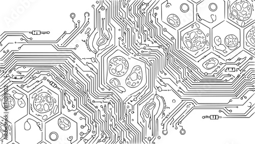 Bio-Mimicry Organic Microscopic Plant Cell Pattern. Sustainable Tech and Nature Fusion Vector Illustration. 2026 Bio-Design Background.