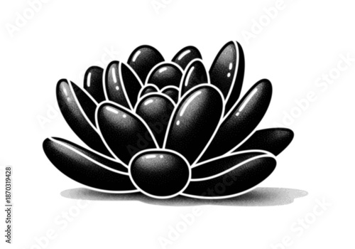2026 Tactile Sensory Succulent Vector. Puffy Squishy Botanical Illustration in Minimalist Black Line Art. Modern 3D Texture Graphic.
