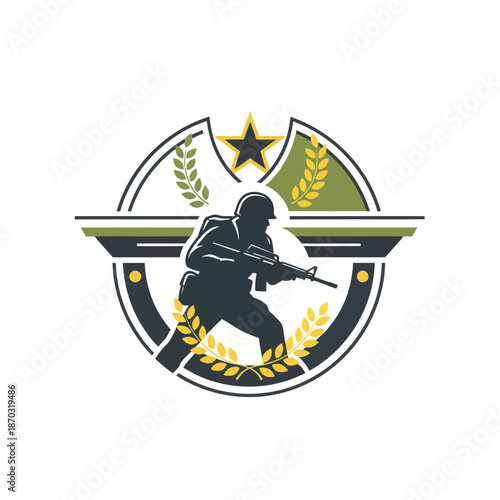 Military Soldier Silhouette Emblem Badge