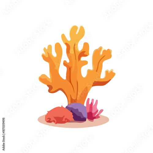 Vibrant isolated underwater coral reef element illustration, showcasing colorful marine life and aquatic beauty