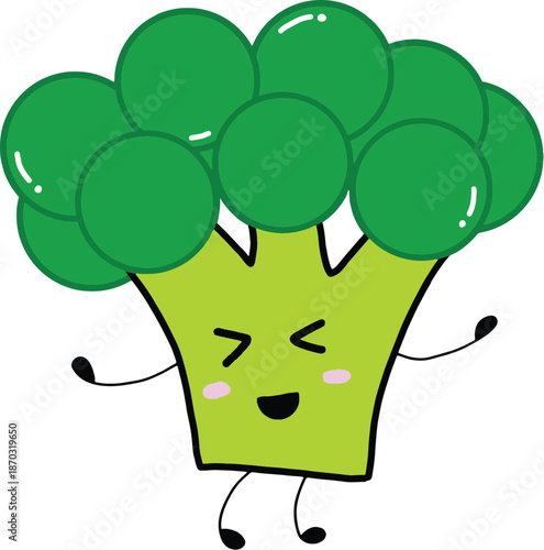 A cute broccoli cartoon bringing healthy and happy vibes