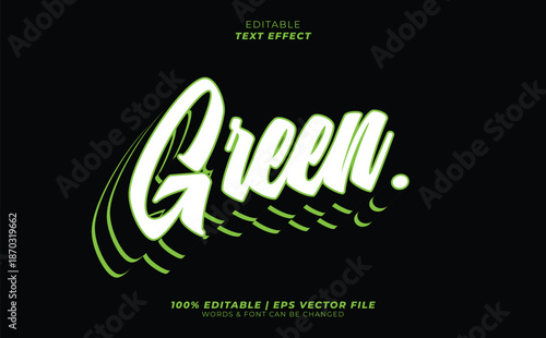 Editable text effect with green vector eps words on a black background