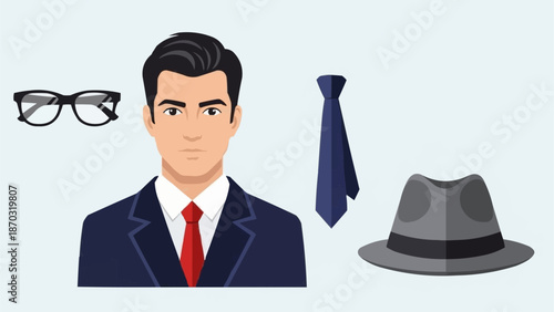 Man in Suit with Accessories for Business or Formal Occasion.