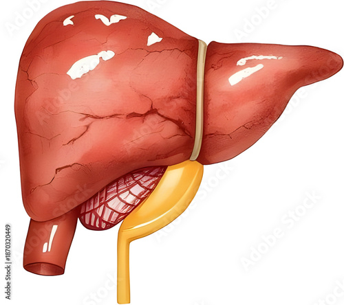 Human Liver and Gallbladder Anatomy Illustration for Medical and Educational Use