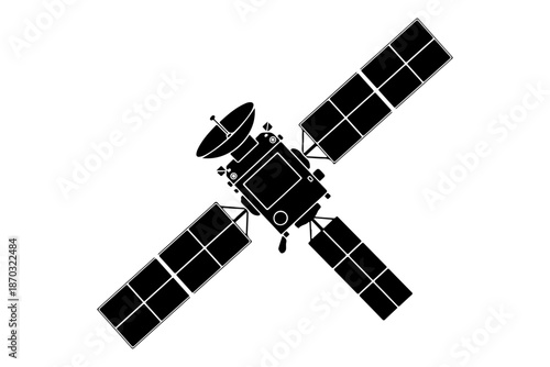 Illustration of a satellite in space with solar panels extended, showcasing a technological marvel orbiting Earth