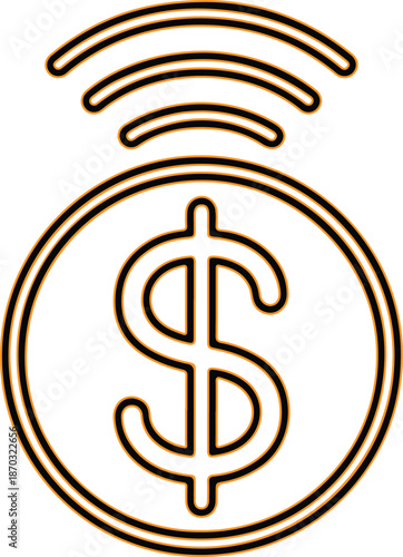 Wireless money transfer financial icon design