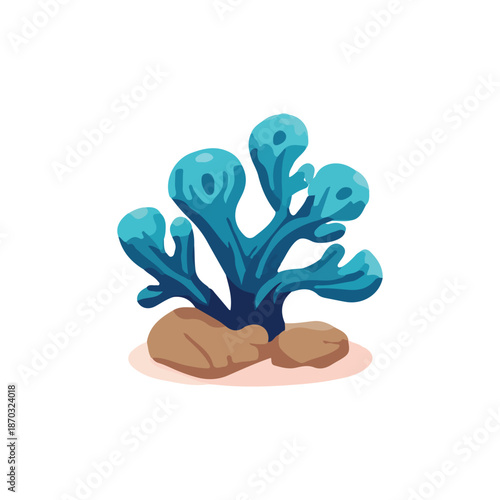 coral reef and plant isolated on white background design
