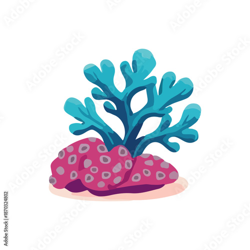 beautiful coral reef watercolor with many types 