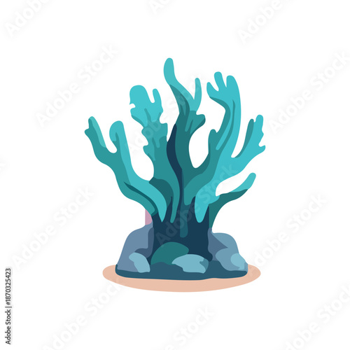 yellow coral reef design. watercolor seaweed and corals isolated on white.