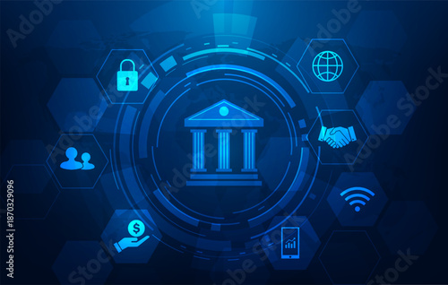business banking finance payment online digital technology background. paying online money digital wallet on mobile wallpaper. vector illustration fantastic technology.