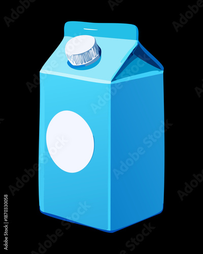 Blue Milk Carton Box with a Plastic Cap for Healthy Dairy Product Branding and Breakfast Nutrition - Vector Illustration