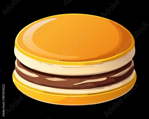 Fluffy Layered Pancake with Chocolate Cream Filling for Sweet Breakfast and Bakery Shop Morning Specialty Menu - Vector Illustration