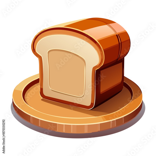 Whole Loaf of Fresh Brown Bread Placed on a Rustic Wooden Board for Bakery and Healthy Eating - Vector Illustration