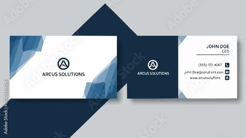 Modern Business Card Design with Blue Abstract Elements.