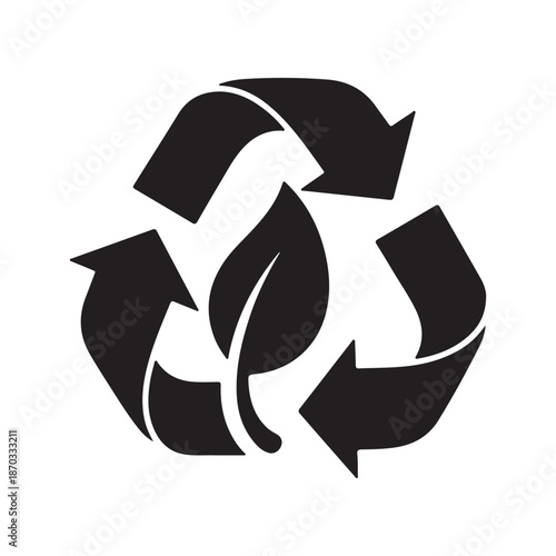 Black recycling symbol icon representing sustainability and ecofriendly practices
