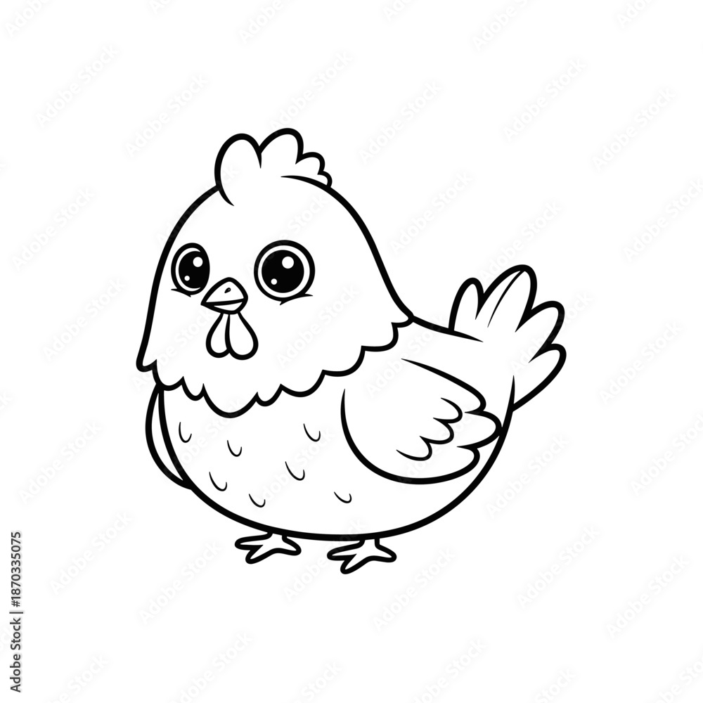 Fototapeta premium Cute yellow cartoon chicken and baby chick illustration on a white background