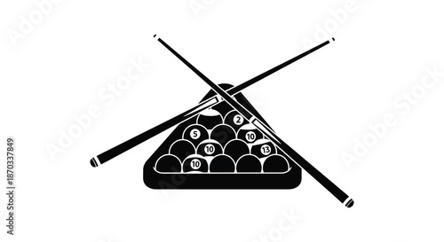 Billiard rack with cues a striking black and white composition silhouette
