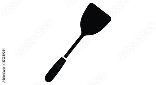 Simple black spatula illustration on a white background a minimalist kitchen tool silhouette