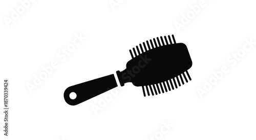 A sleek black hairbrush presented in a minimalist style a striking silhouette