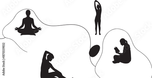 Silhouettes of people in various emotional states together