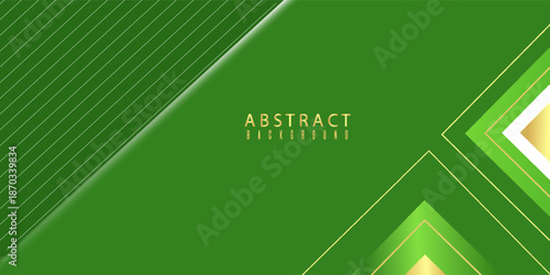 Abstract Background of hexagonal Shapes in light green Colors and gold. Geometric 3D Wallpaper . modern design, flayer