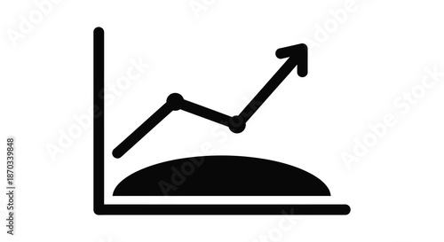 Simple graph depicting growth and progress with a bold black silhouette