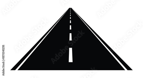 A long straight road receding into the distance a striking black silhouette