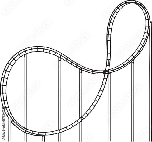 Rollercoaster in Amusement Park Hand-drawn Sketch Drawing Vector Illustration, Line Linear Symbol Engraving Coloring Book, Black and White Isolated
