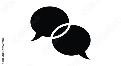 Overlapping speech bubbles in a minimalist graphic a striking black silhouette