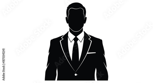 A striking black silhouette of a man in a suit and tie modern design silhouette