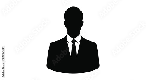 A formal portrait of a man in a suit and tie black and white silhouette