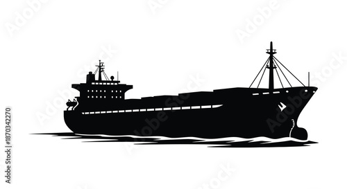 A striking black ship form against a white backdrop a captivating silhouette