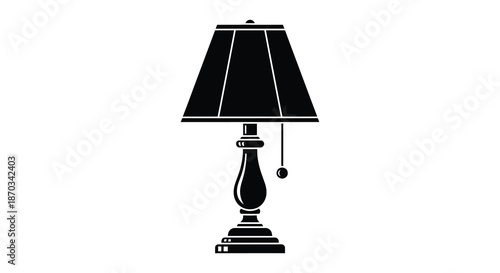 A classic table lamp design in stark black highlighting its elegant shape silhouette