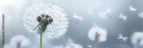 A serene white dandelion gracefully presented against a white background.