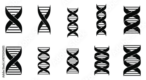 Multiple depictions of dna double helix structures in a repeating pattern silhouette