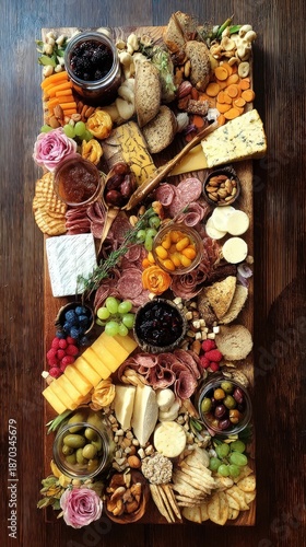 Delightful spread of artisanal cheeses, cured meats, and fresh fruits at a cozy gathering in early spring