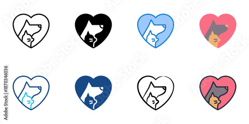 Animal care icons set multiple style collection. Editable stroke 
