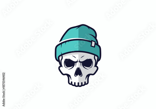 Minimalist Skull Beanie Logo Icon