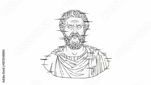 Ancient Greek bust of a man with beard and toga.