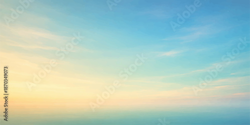 Beautiful orange and red sunset cloudscape over the blue sea water horizon in nature