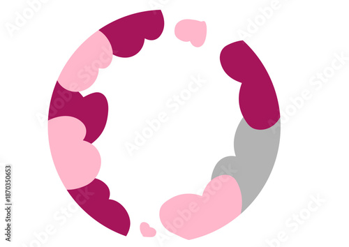 ピンクの手描きハートが可愛い背景イラスト・丸いハートフレーム