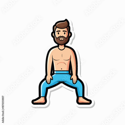 A cartoon man with brown hair, beard