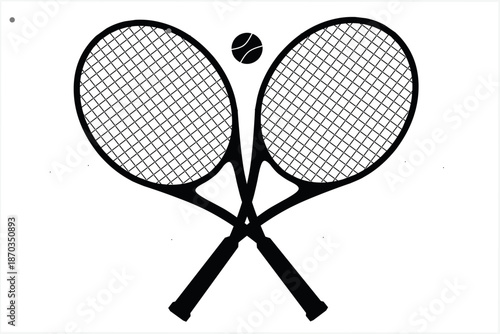 Tennis Rackets Icon Silhouette Minimalist Sport Symbol