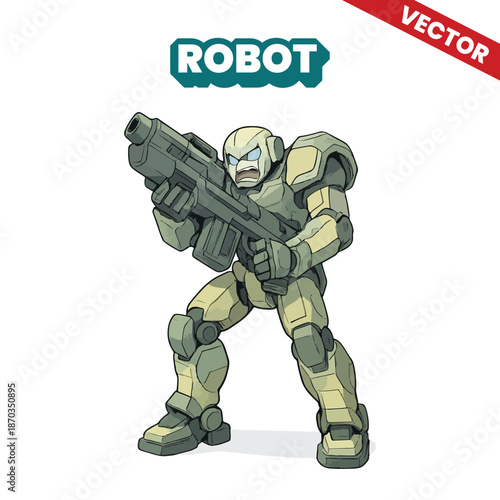 Group of Elite Robotic Soldiers with Heavy Artillery Vector Collection