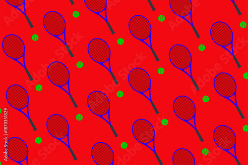 Tennis Racquet Seamless Vector Pattern Background