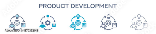 Product Development Element For Design Graphic - Multi Styles. Vector Illustration Of Two Colored And Black. Multiple Icons Designs Can Be Used For Mobile, Ui, Web 