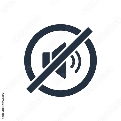 Mute Icon Representing Silence and No Sound, Indicating Volume Control and Audio Settings for Devices