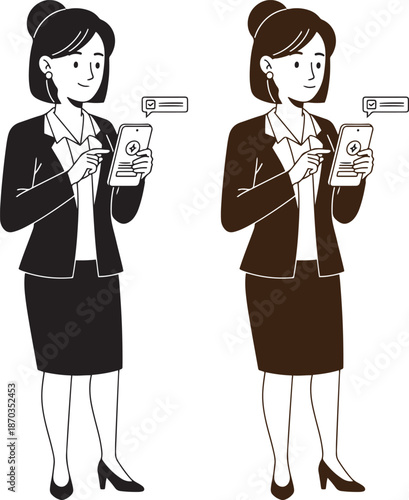 Woman Using Mobile Online Payment, Business Digital Transaction Concept, Flat Cartoon Illustration Style